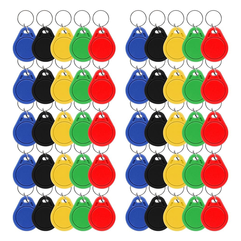 Aepiraza 50Pcs 125kHz RFID 쓰기 가능 재작성 가능한 T5577 Fob 태그, 키 근접 ID 카드 토큰 태그(다색) Blue - 상품 이미지