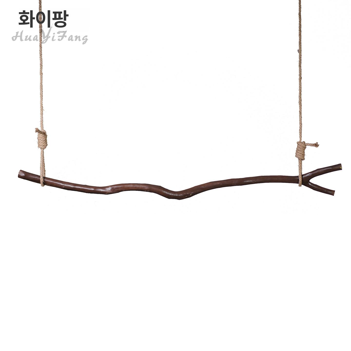 공원 놀이터 야외용 원목 탄화목 50cm 너비 튼튼한 로프 줄 정원 테라스 야외 그네 80cm 분기형 - 상세 이미지 5