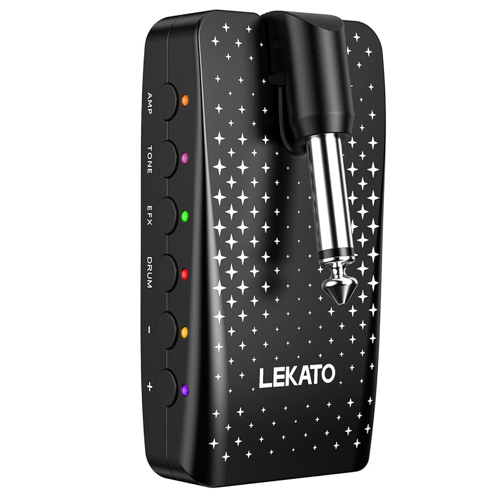 기타 헤드폰 앰프, 일렉트릭 및 베이스용 LEKATO 드럼 그루브 28개, 이펙트 14개, 앰프 모델 내장 블루투스 스트리밍, OTG 녹음, USB 충전식 기능 제공 - 상품 이미지