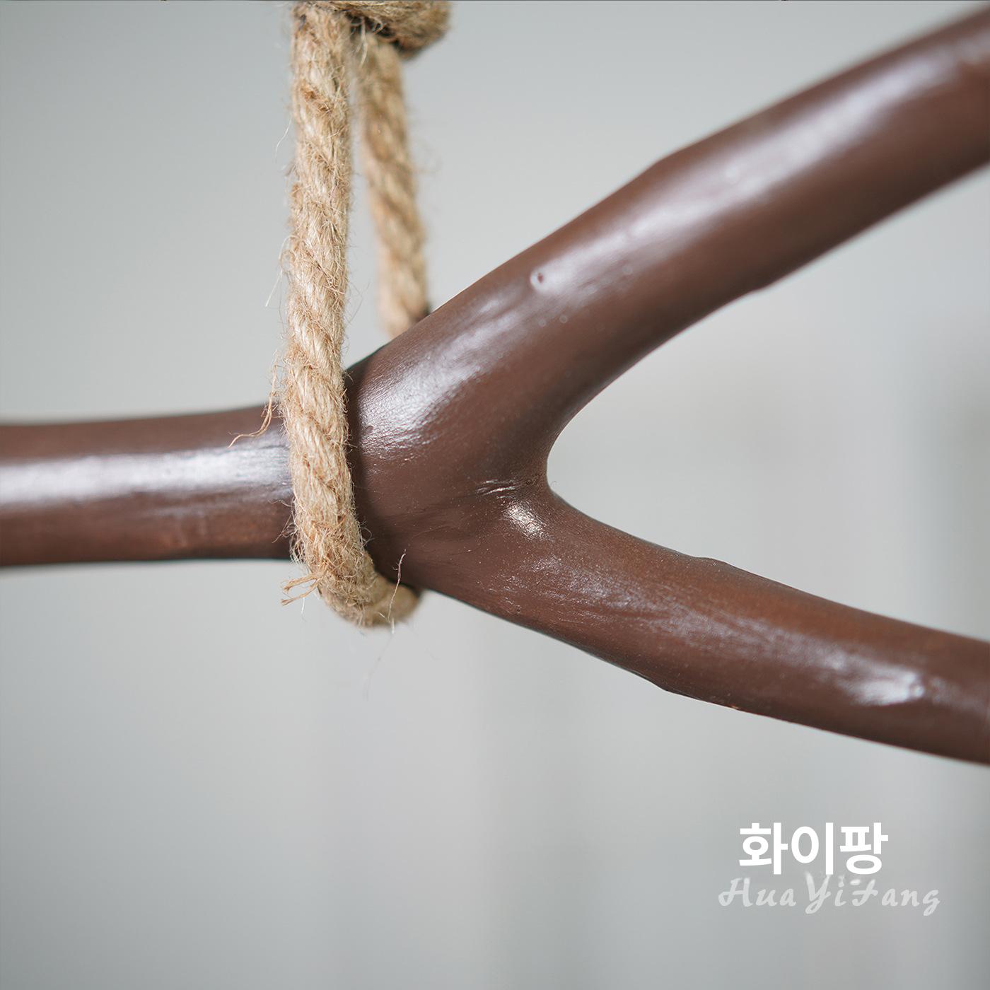 공원 놀이터 야외용 원목 탄화목 50cm 너비 튼튼한 로프 줄 정원 테라스 야외 그네 80cm 분기형 - 상세 이미지 3