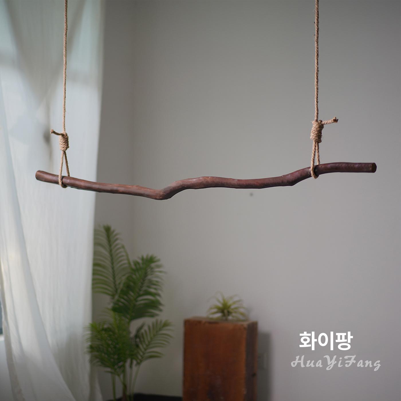 공원 놀이터 야외용 원목 탄화목 50cm 너비 튼튼한 로프 줄 정원 테라스 야외 그네 80cm 분기형 - 상세 이미지 2