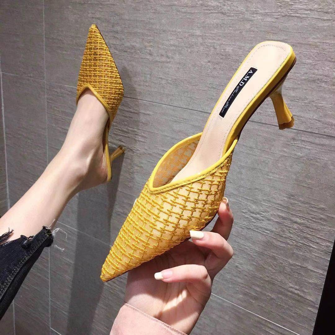뾰족코 메쉬 스틸레토 8.5cm 뮬 슬리퍼힐 - 상세 이미지 3