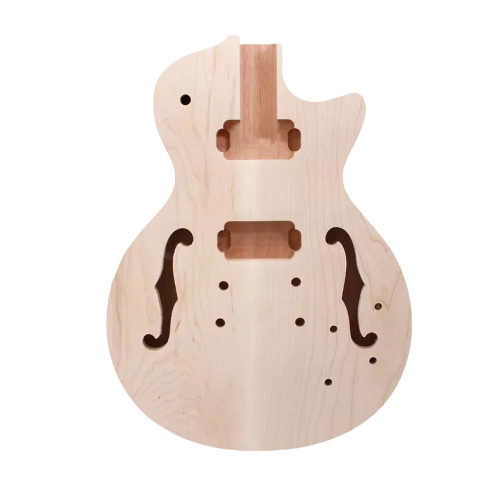 힐 DIY 기타 교체용 Yinfente 일렉트릭 본체 마호가니 + 메이플 탑 세미 홀로우 미완성 세트 - 상품 이미지