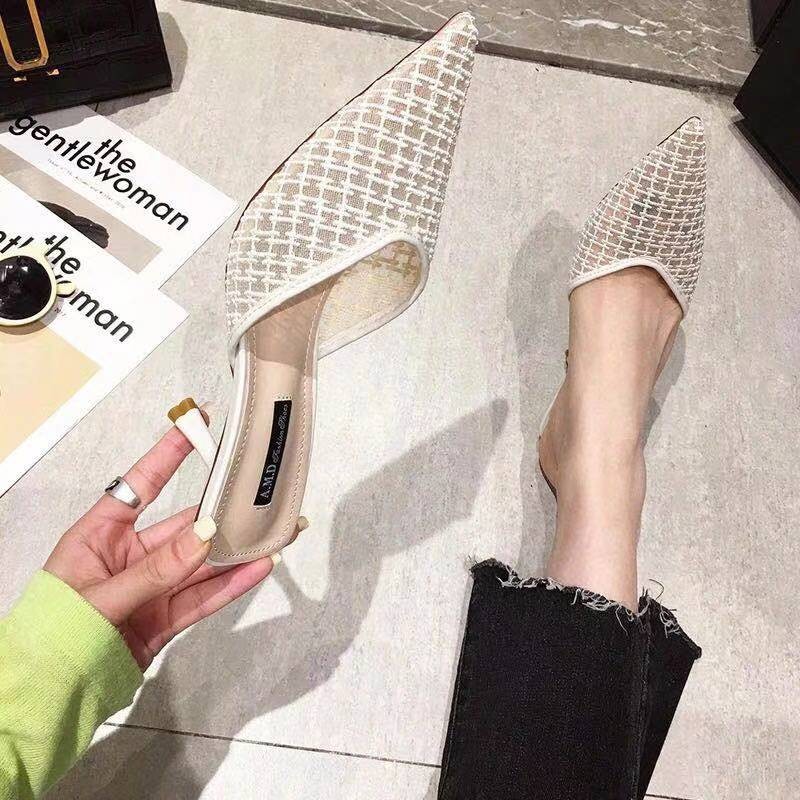 뾰족코 메쉬 스틸레토 8.5cm 뮬 슬리퍼힐 - 상세 이미지 5