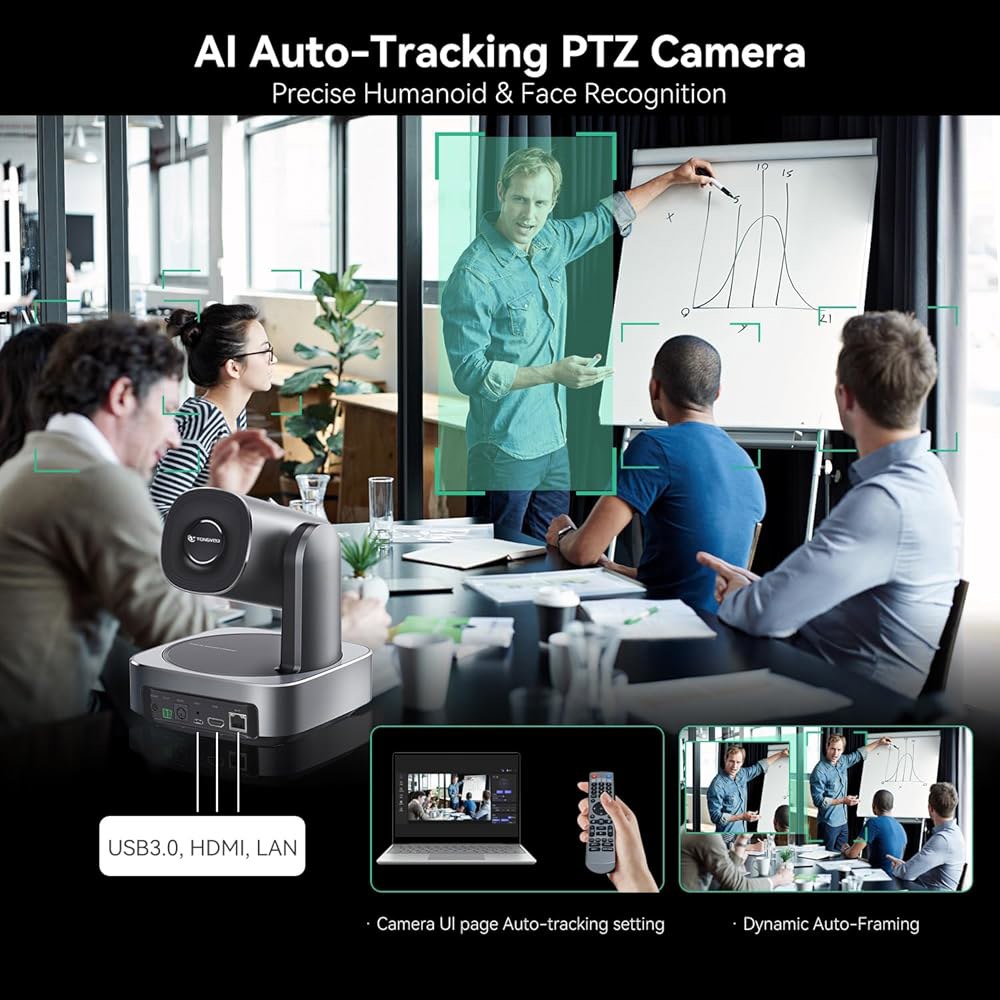 AI 자동 추적 PTZ 카메라 20배 광학 줌 HDMI USB IP 라이브 스트리밍 1080P 60fps 비디오 회의 시스템 POE 공급, Zoom Team vMix OBS와 협력 - 상세 이미지 3