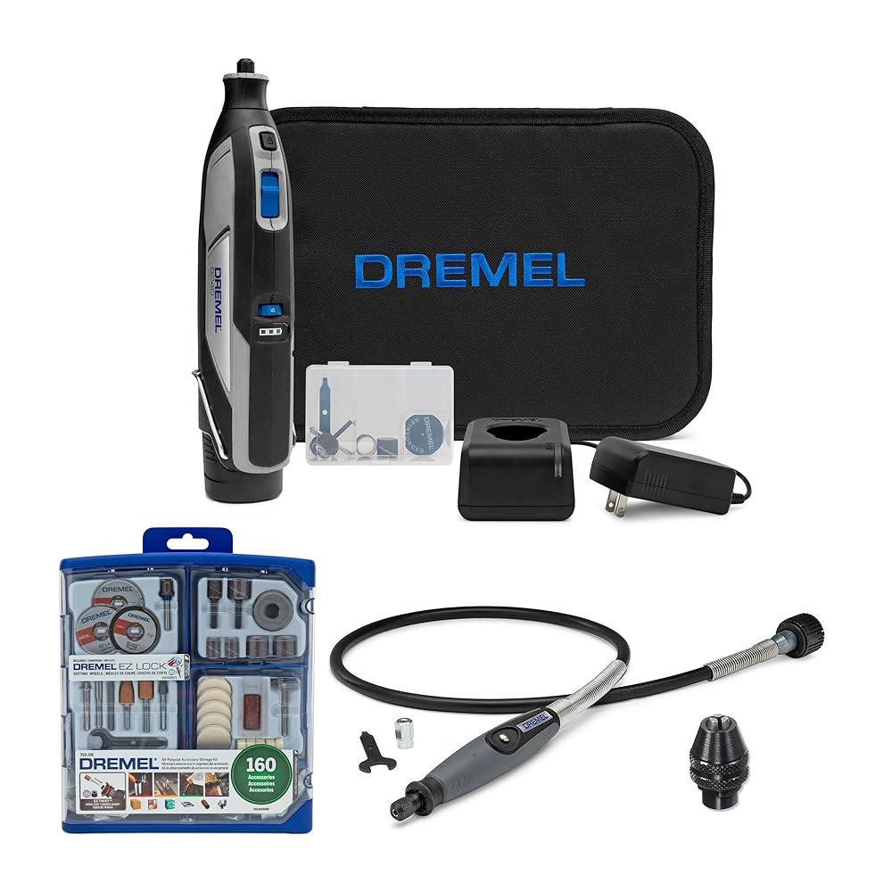 Dremel 8240 12V 리튬 이온 배터리 무선 회전 공구(4개 품목) 액세서리 번들 포함 - 상품 이미지