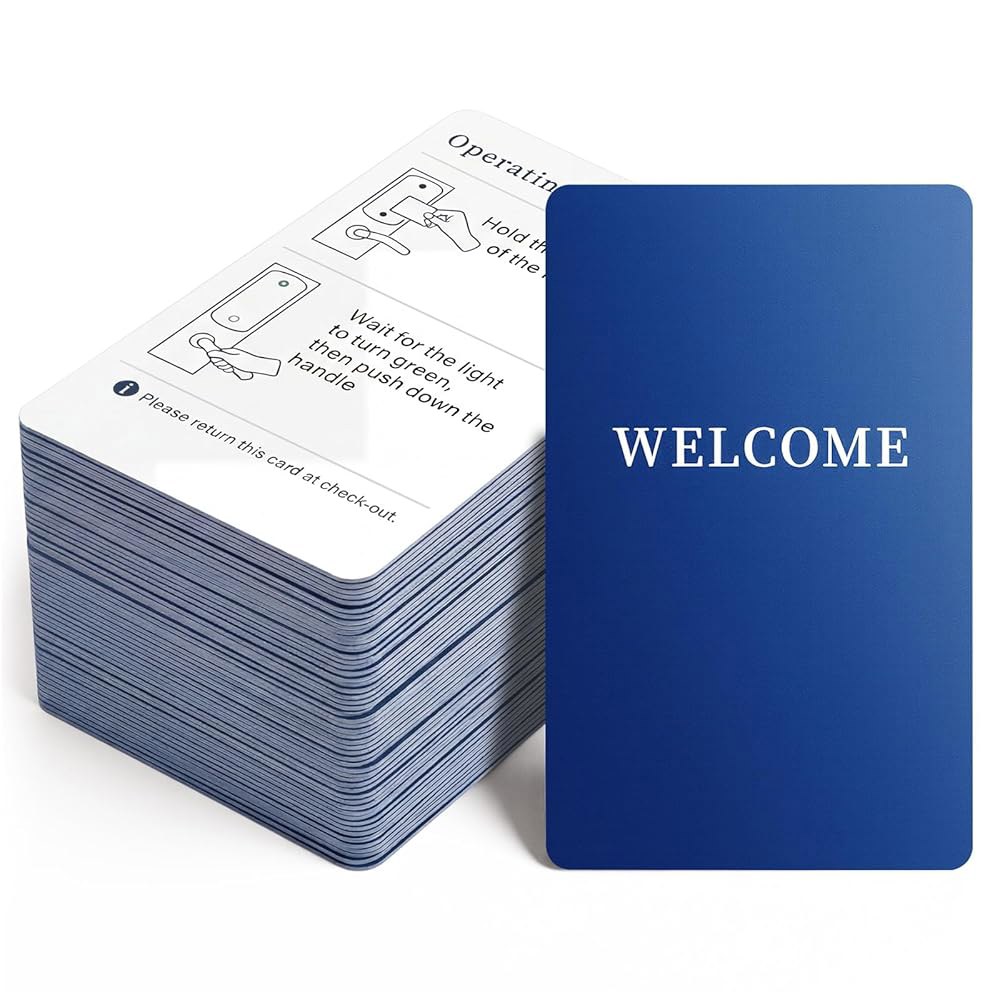호텔 도어락 시스템 객실 출입을 위한 Sabary 500 팩 웰컴 RFID 키카드 스마트카드 출입 제어 카드 Welcome Blue 200 - 상품 이미지