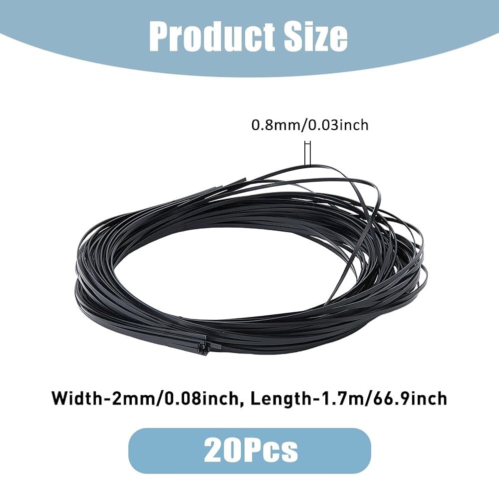 슈퍼피딩 20Pcs 1700x2x0.8mm 플라스틱 기타 바인딩 퍼플링 스트립 블랙 장식용 탄성 트림 어쿠스틱 클래식 엣지 Black - 상세 이미지 2