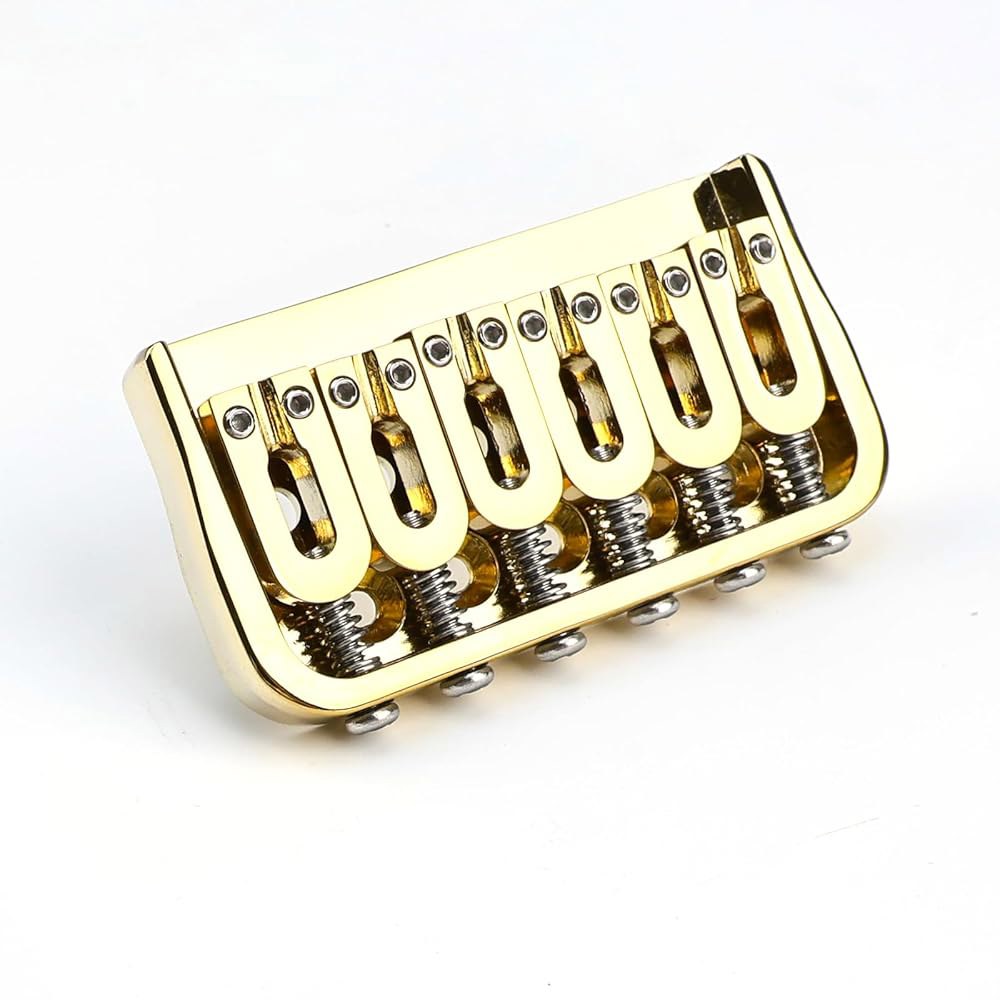 OVSAL 6 스트링 기타 고정 브리지 10.5mm 아연 합금 안장 베이스플레이트 전기 하드테일 브리지, 텔레캐스터 텔레 스트랫 스타일 교체 부품 골드 지원 - 상세 이미지 3