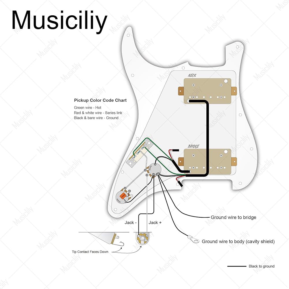 3방향 스위치와 1A1B 포트, 니켈 잭이 있는 수입 스타일 ST HH를 위한 Musicly Pro 일렉트릭 기타 프리와이어 배선 하네스 업그레이드 - 상세 이미지 2