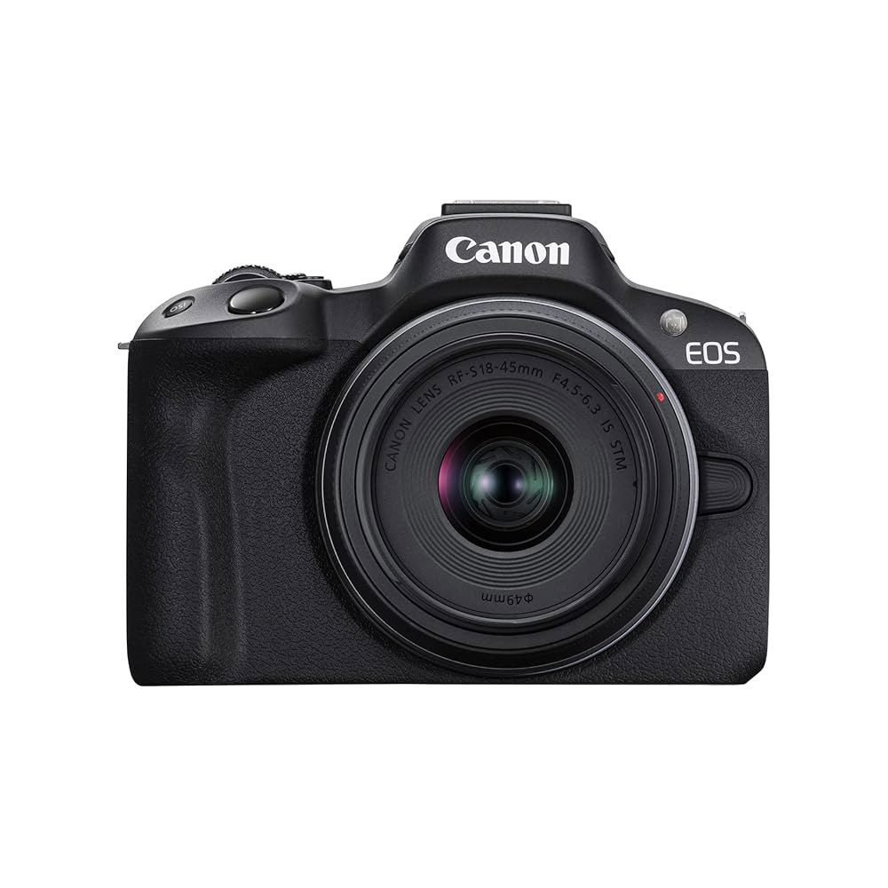 캐논 EOS R50 미러리스 카메라 RF-S18-45mm F4.5-6.3은 STM 렌즈 키트, 24.2메가픽셀 CMOS(APS-C) 센서, 4K 비디오, 하이브리드 카메라, 사진 - 상품 이미지