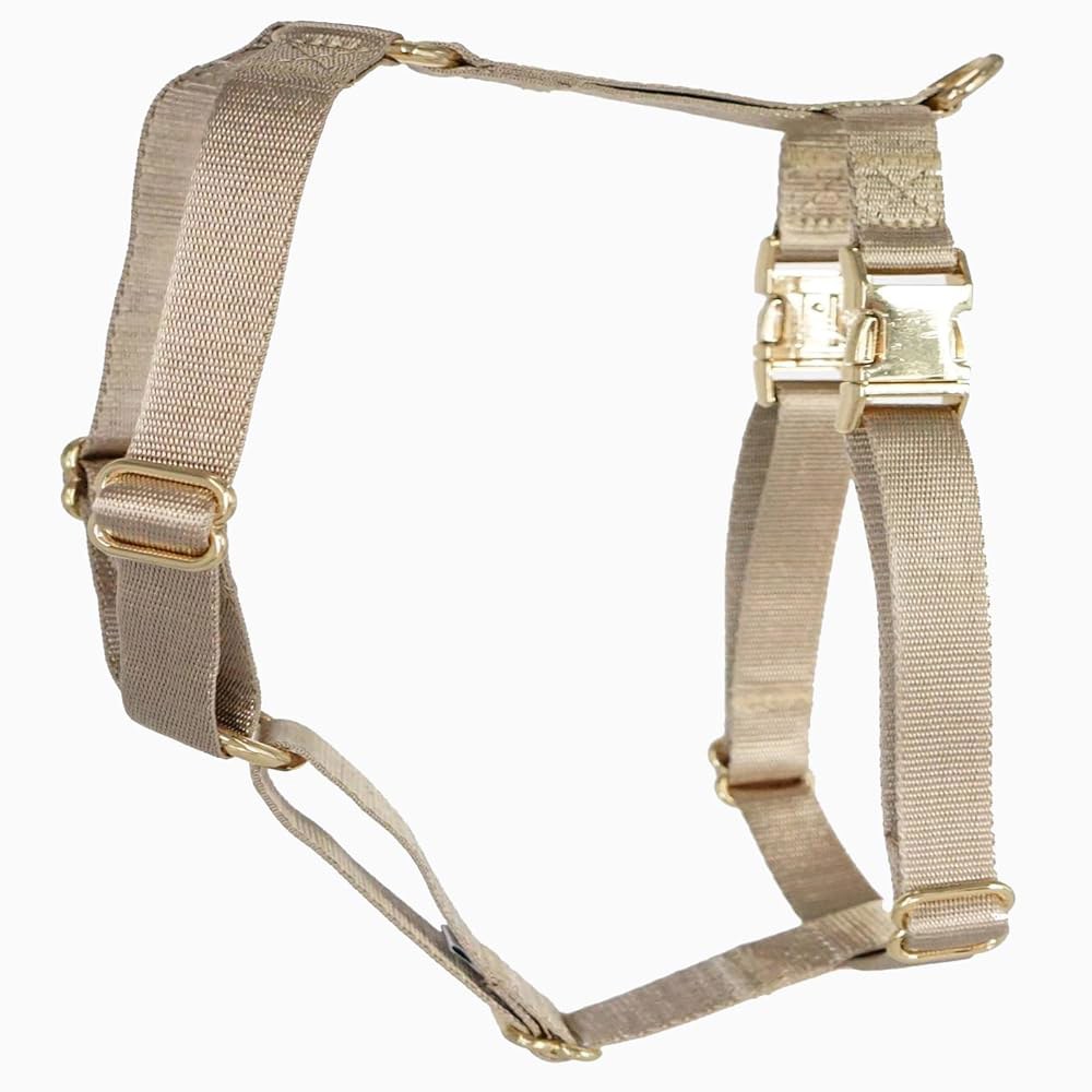 골드 메탈 버클이 있는 나일론 노 풀 도그 하네스, 쉬운 걷기 및 훈련용 하네스(탄, S) XS Air blue - 상품 이미지