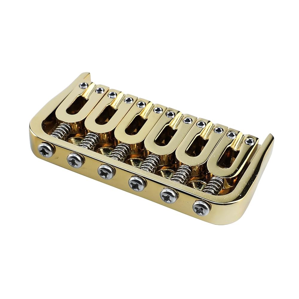 OVSAL 6 스트링 기타 고정 브리지 10.5mm 아연 합금 안장 베이스플레이트 전기 하드테일 브리지, 텔레캐스터 텔레 스트랫 스타일 교체 부품 골드 지원 - 상세 이미지 2
