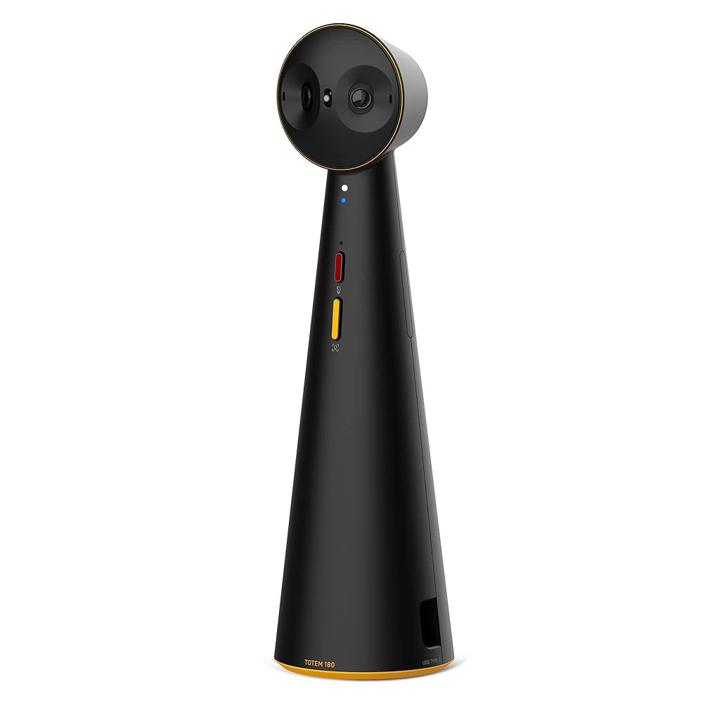 IPEVO 토템 180 4K 비디오 컨퍼런스 카메라, 180 및 120 뷰, 프리미엄 웹캠, 풀룸 커버리지, AI 오토 프레임, 노이즈 감소 마이크, 플러그 앤 플레이 USB-C, - 상품 이미지