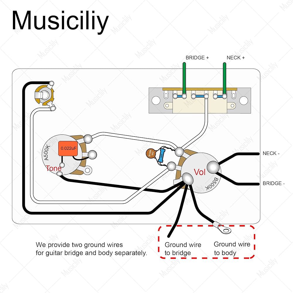 3방향 스위치와 1A1B 포트, 니켈 잭이 있는 수입 스타일 ST HH를 위한 Musicly Pro 일렉트릭 기타 프리와이어 배선 하네스 업그레이드 - 상세 이미지 3