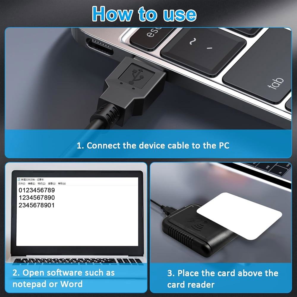Navfmru RFID 카드 리더 USB 125KHz 비접촉식 근접 센서 스마트 ID EM4100 - 상세 이미지 2
