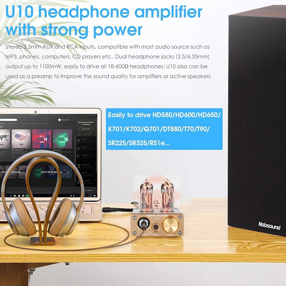 Douk 오디오 U10 미니 튜브 헤드폰 앰프 HIFI 스테레오 프리앰프 가정용 스피커 - 상세 이미지 3