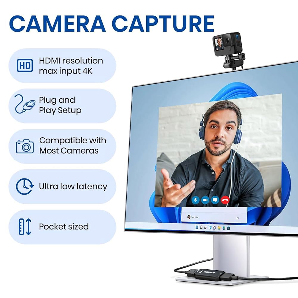 DigitPro Cam 링크 4K USB 캡처 카드 u2013 HDMI와 3.0, 현미경용 플러그 앤 플레이, DSLR, 전자 수리 및 정밀 작업, 라이브 스트리밍 OBS / Zo - 상세 이미지 2