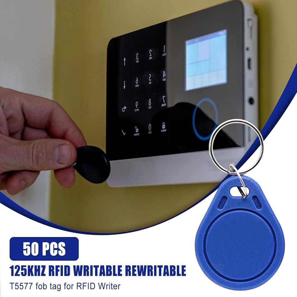 Aepiraza 50Pcs 125kHz RFID 쓰기 가능 재작성 가능한 T5577 Fob 태그, 키 근접 ID 카드 토큰 태그(다색) Blue - 상세 이미지 3