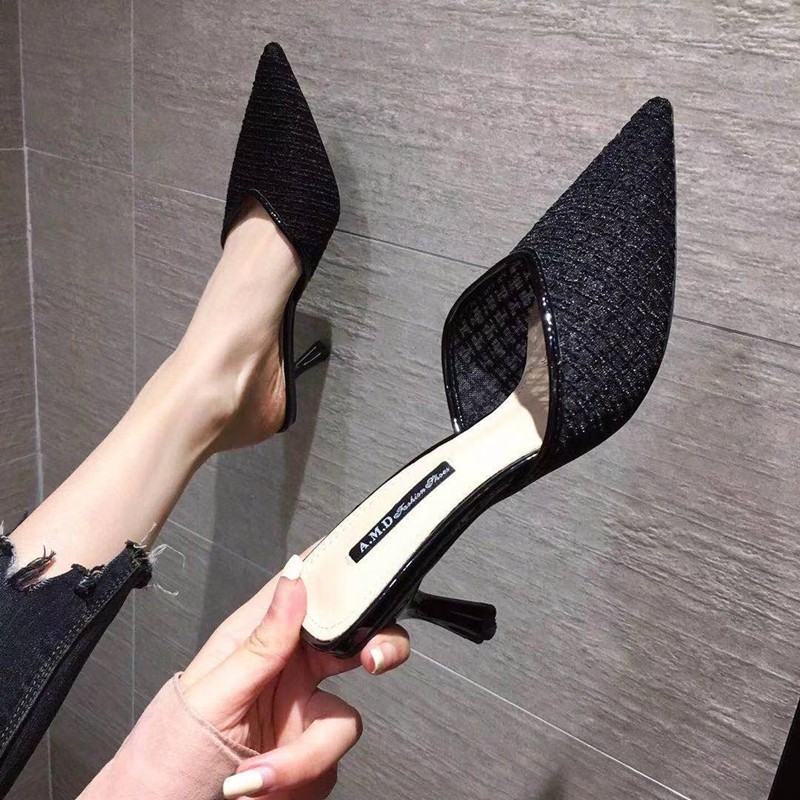 뾰족코 메쉬 스틸레토 8.5cm 뮬 슬리퍼힐 - 상세 이미지 2