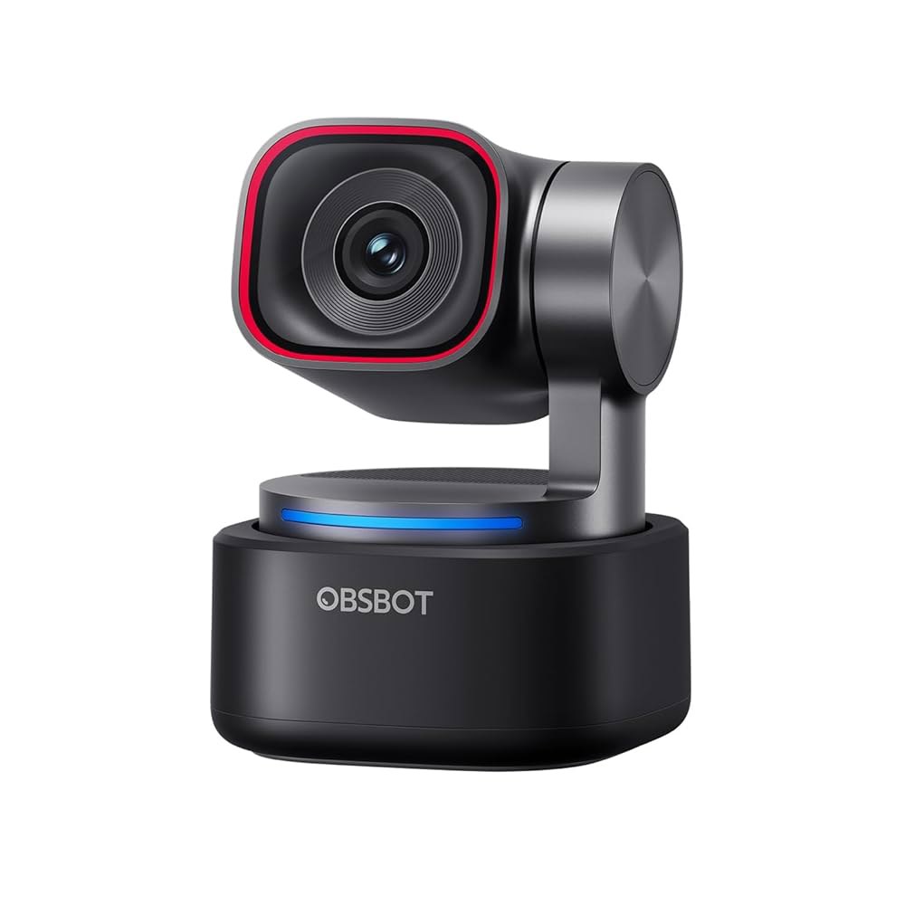 OBSBOT Tiny 3 AI 기반 공간 오디오 4K 웹캠, 1/1.28인치 센서를 갖춘 트래킹 PTZ 카메라, 트라이 마이크, 음성 및 제스처 제어, 120FPS, HDR, PC - 상품 이미지