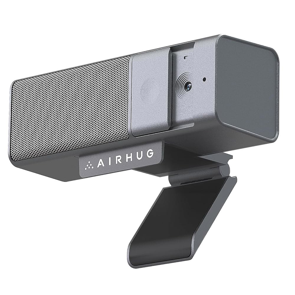 AIRHUG 3 in 1 1080P 웹캠(마이크 및 스피커 포함), 회의용 USB 카메라/온라인 클래스/게임 라이브, 내장 프라이버시 커버 - 상품 이미지