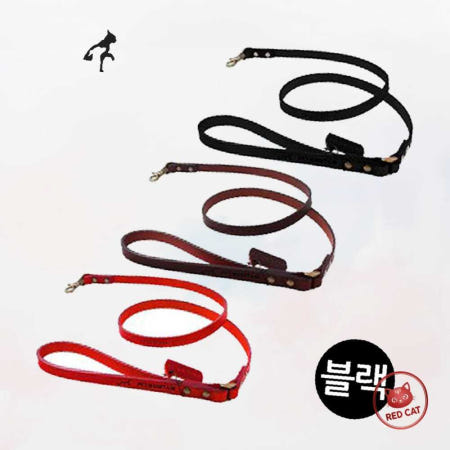 레드캣협력사 리드줄 15mmx110cm 블랙 가죽 애견 강아지 반려견 목줄 소형견