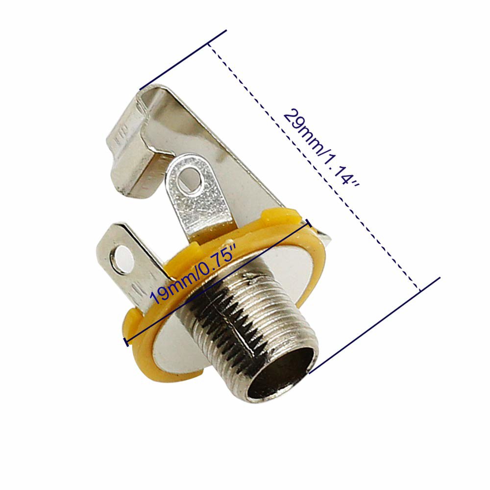 루오모르고 6.35mm / 0.25인치 길이의 모노 입력 잭 소켓 일렉트릭 기타 베이스 20개용 - 상세 이미지 2