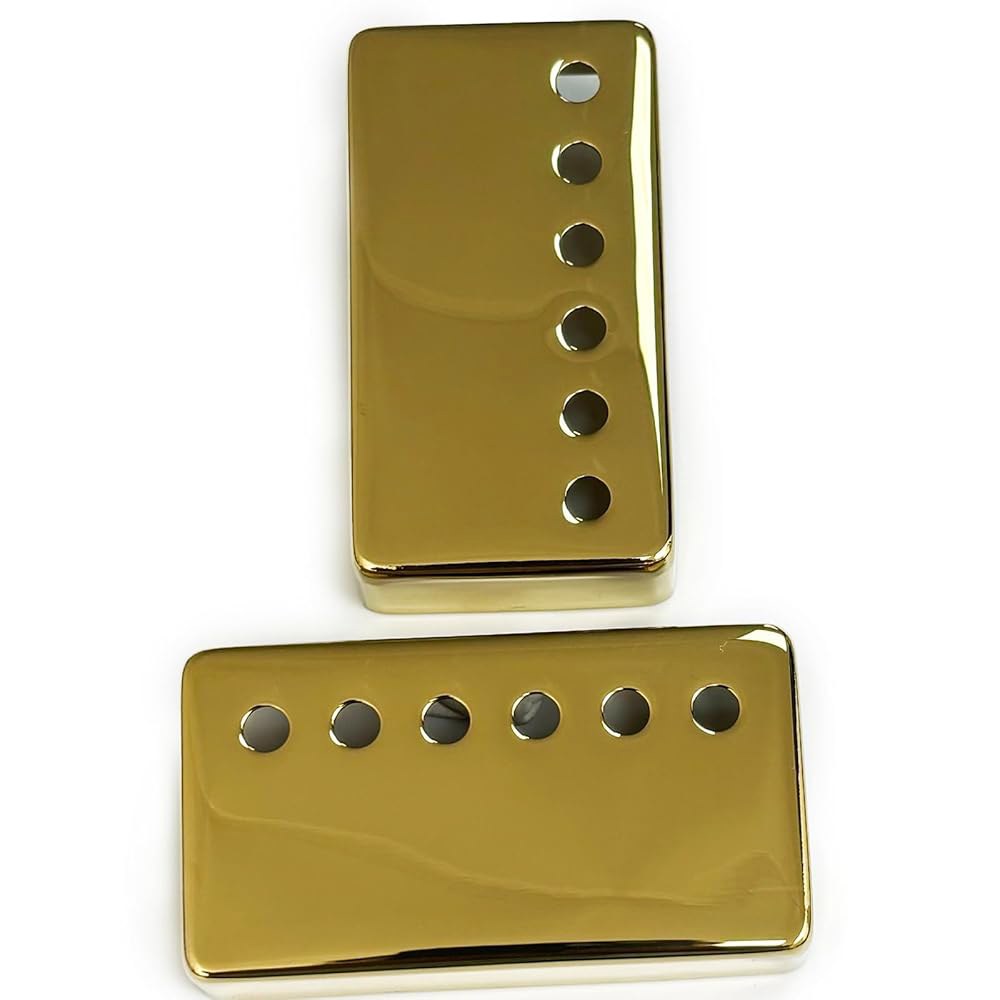 OVSAL 2 PCS 브라스 험버커 기타 픽업 커버 넥 브릿지 50mm/52mm 폴 스패싱 레스폴 일렉트릭 기타(골드)용 전기 Black - 상품 이미지