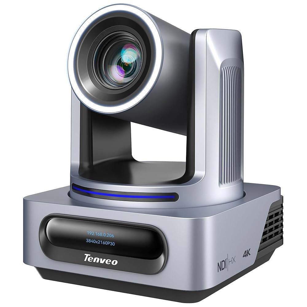 텐베오 4K NDI PTZ 카메라, AI 자동 추적, 20배 광학 줌, 3G-SDI USB3.0 HDMI LAN PoE IP 라이브 스트리밍 교회 예배 행사 방송 비디오 컨퍼런스 - 상품 이미지