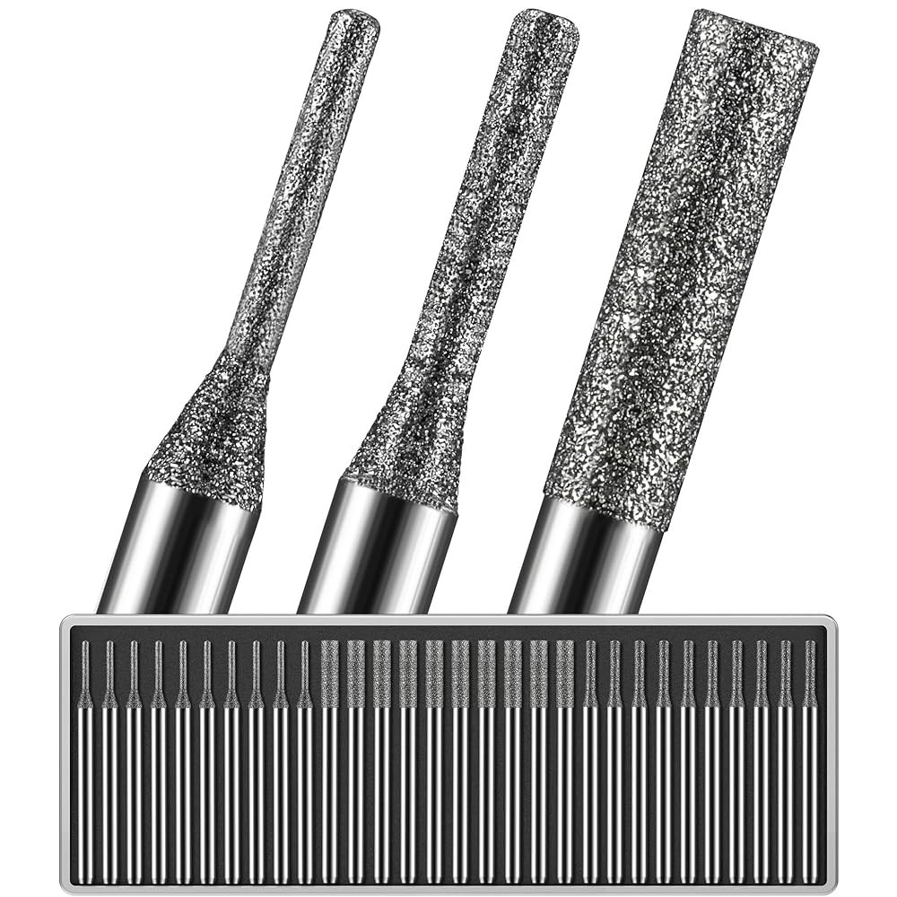 30개 1mm 2mm 3mm 팁 각각 10개, 150그릿 다이아몬드 드릴 비트 1/8 섕크, 드릴링용 드멜과 호환 유리 스톤 주얼리 금속 - 상품 이미지