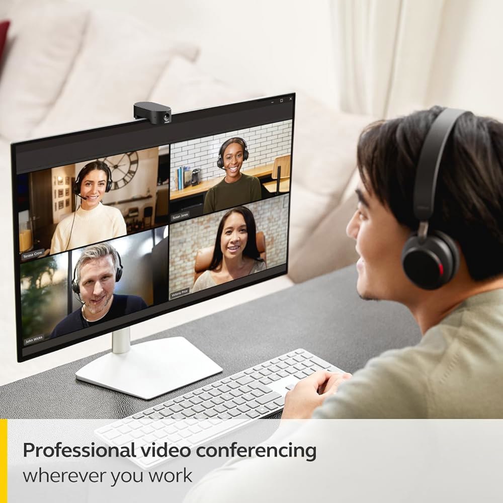 자브라 파나캐스트 20 컨퍼런스 카메라 - AI 기반 4K 울트라 HD, 인텔리전트 줌, 조명 최적화 기능을 갖춘 유연한 플러그 앤 플레이 개인 비디오 솔루션 컴퓨터 웹캠 블랙 - 상세 이미지 2
