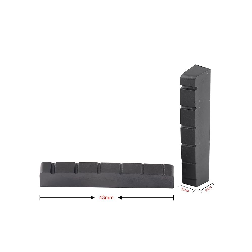 메탈로르 6 스트링 그래파이트 기타 너트 프리슬롯 탑 43mm x 9mm 6mm 레스폴 LP SG 스타일 일렉트릭 또는 어쿠스틱 부품 액세서리 블랙 세트 2pcs와 호환됩니다. - 상세 이미지 2
