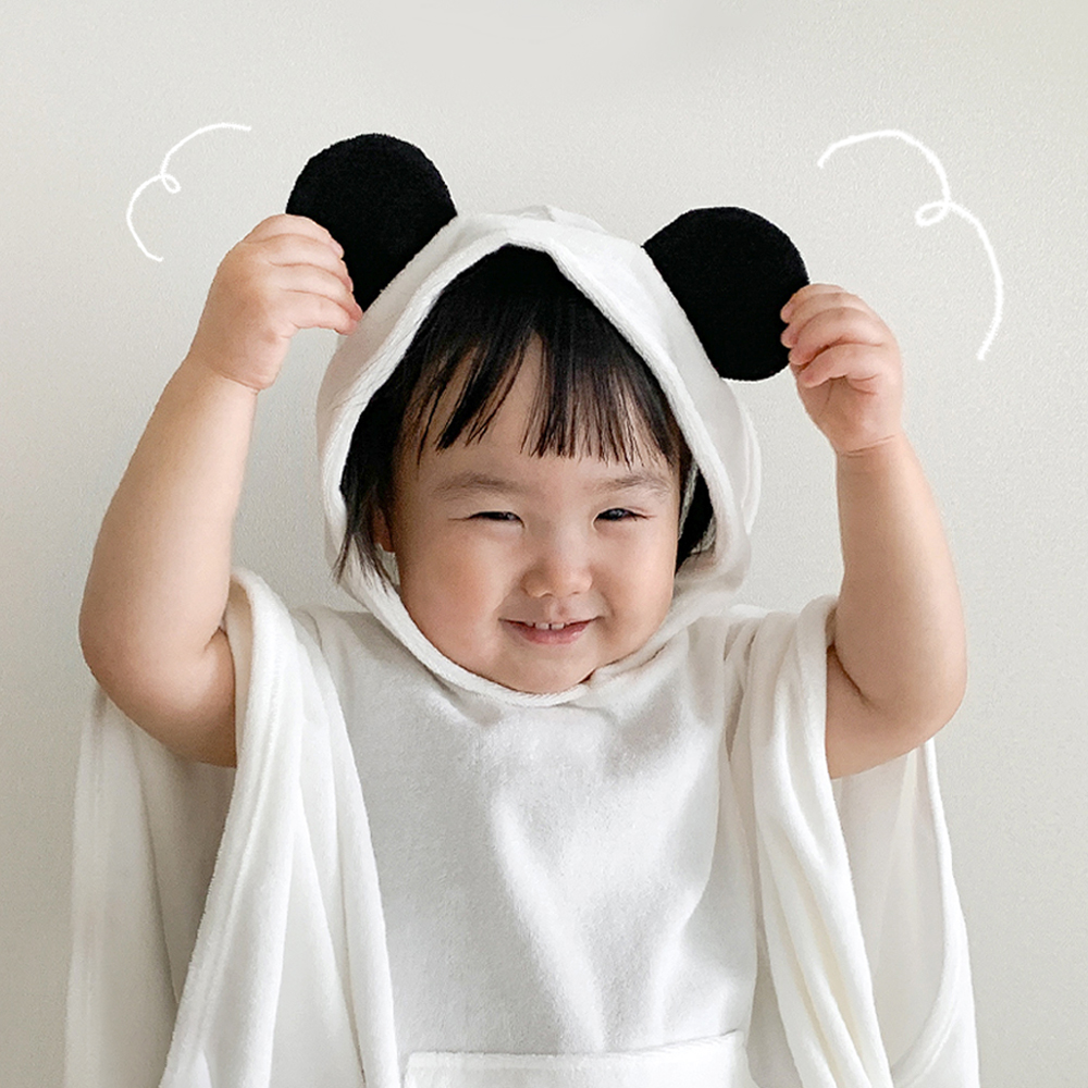 이키 순한 유아 아기 목욕 샤워 가운 포켓 밤부 타올 곰 - 상세 이미지 2