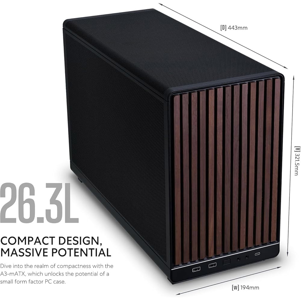 리안 리 A3-mATX-WD-26.3L 마이크로 폼 팩터 섀시-팬 포함 없음-M-ATX, ITX 마더보드-DAN 케이스 콜라보레이션-우드 전면 패널-블랙(A3X-WD)을 위한 36 - 상세 이미지 3