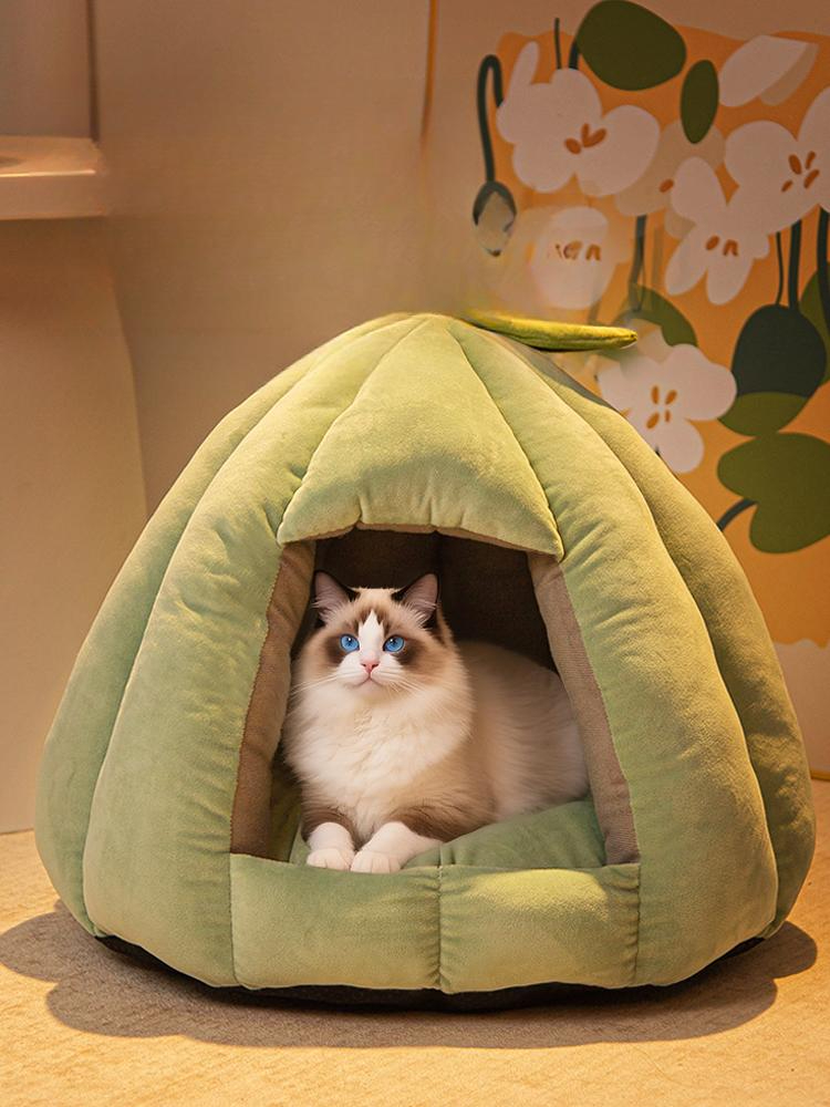 겨울 고양이 강아지 숨숨집 라탄 애견 반려 냥이 - 상품 이미지