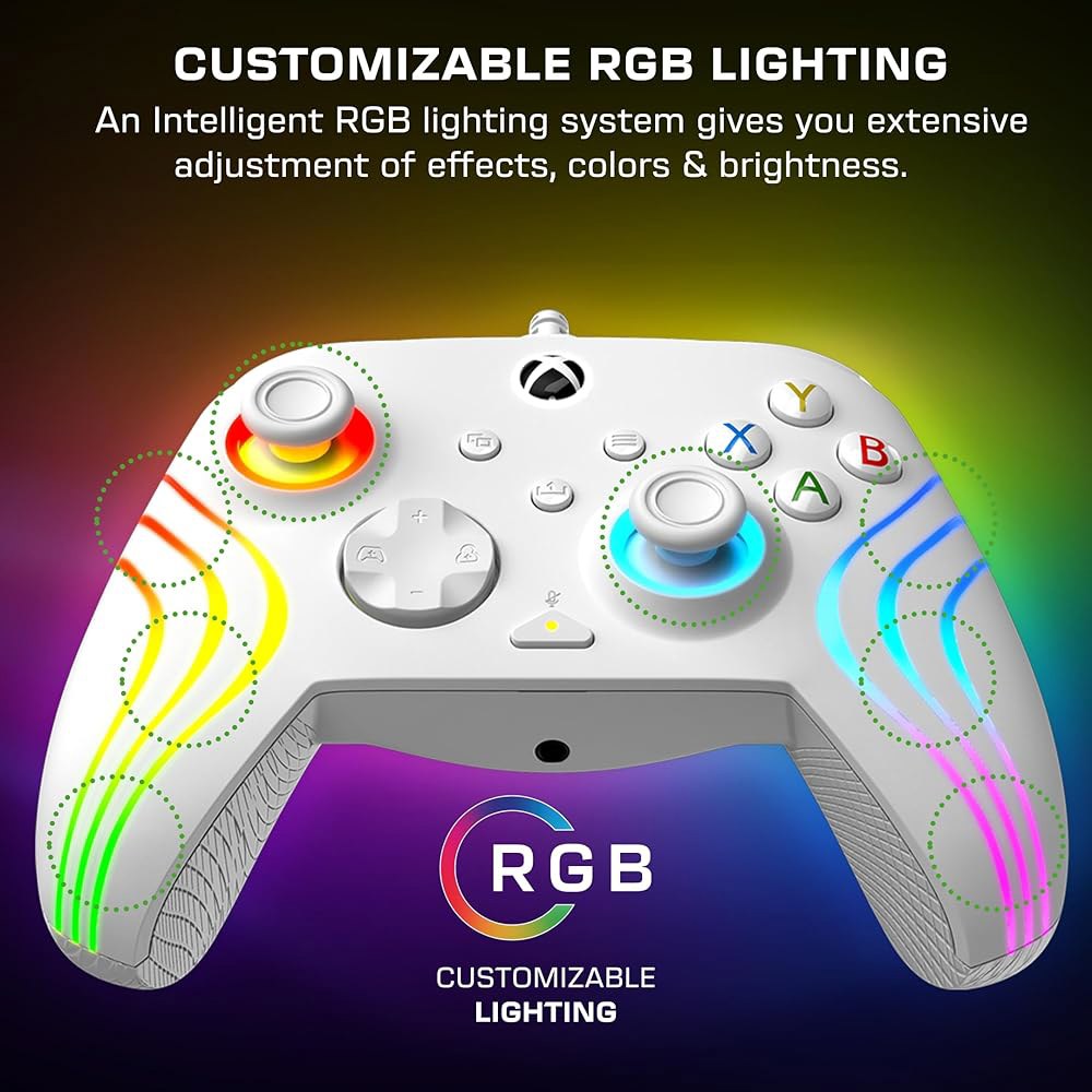 터틀 비치 애프터글로우 웨이브 유선 RGB 게이밍 컨트롤러 - Xbox Series X|S, One 및 Windows PC용 라이선스 매핑 가능한 버튼, 홀 효과 헤어 트리거, - 상세 이미지 3