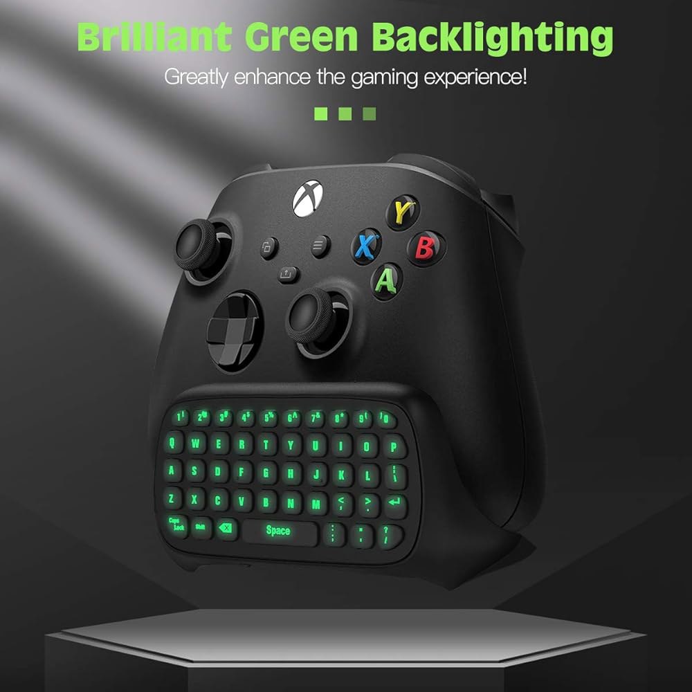 Xbox One용 TiMOVO 그린 백라이트 키보드, Series X /S, 헤드셋 및 오디오 잭 포함 무선 채팅패드 메시지 키패드, 미니 게임 키보드 장착 One /One Eli - 상세 이미지 3