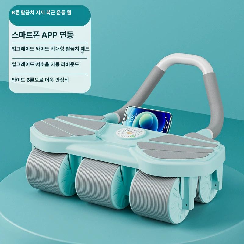 자동복근운동 복근운동휠 가정용 복근강화 4륜 복근 롤러 블루 - 상세 이미지 2