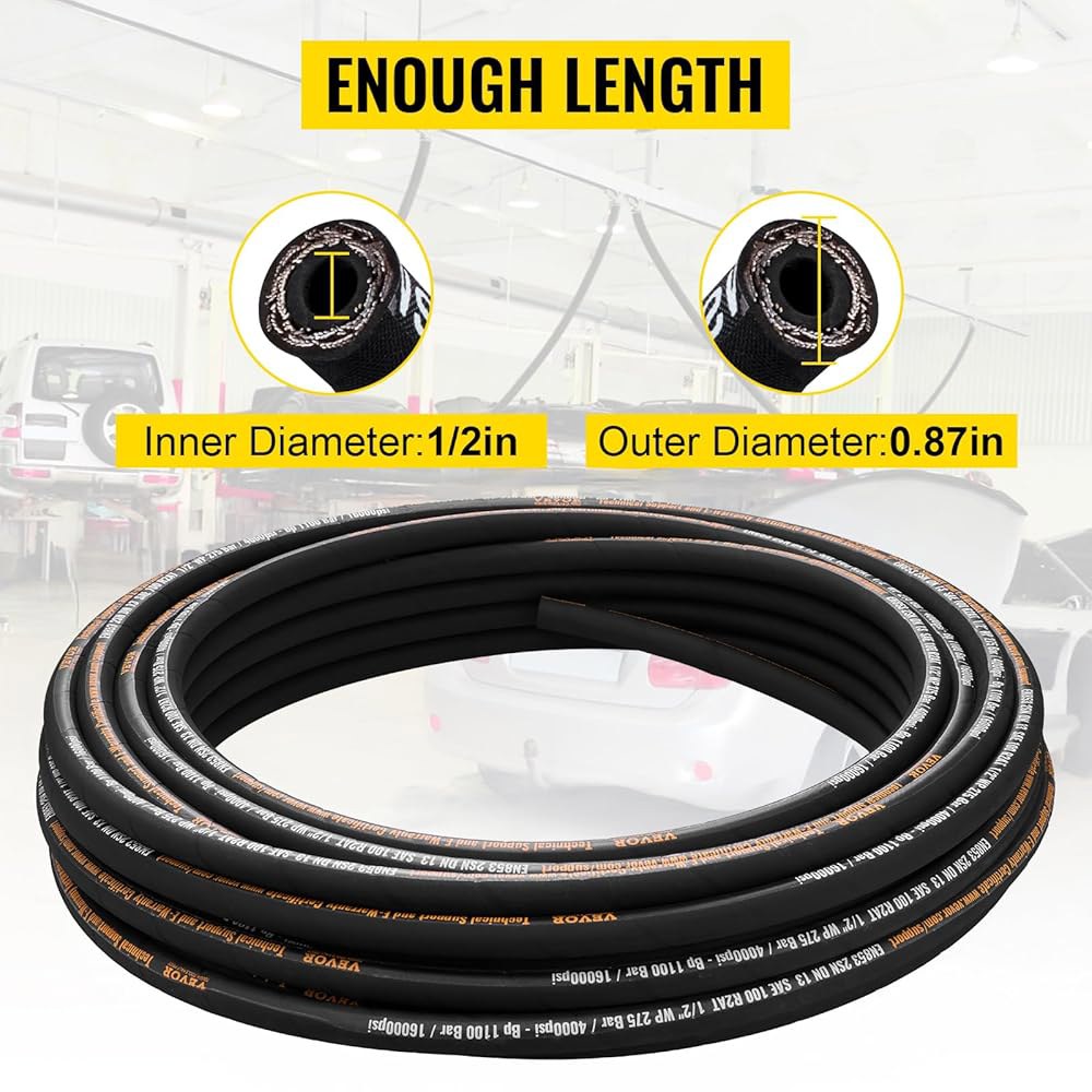 유연한 유압 호스 - 1/2 x 100피트, 4000PSI, 2와이어 브레이드 고무, -20C ~ 140C 1/2 inch x 100 ft Hose - 상세 이미지 3