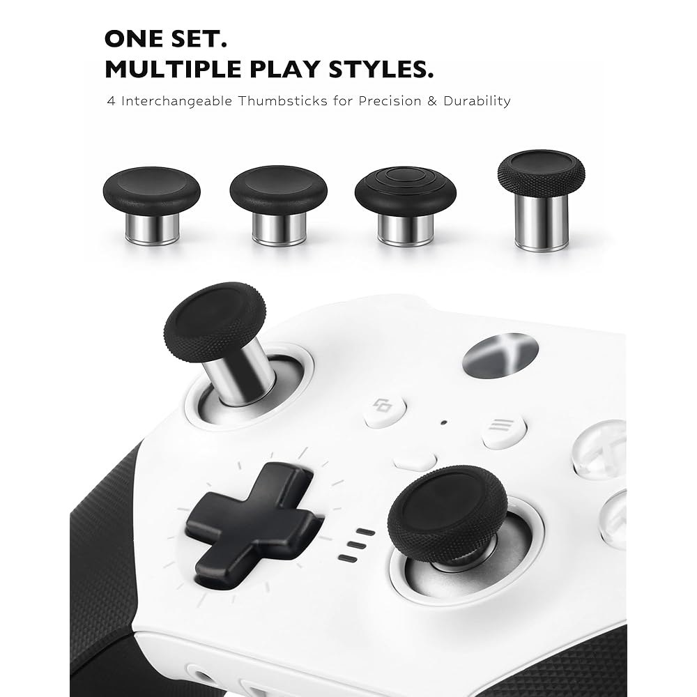 Xbox 엘리트 컨트롤러 시리즈 2 코어용 금속 교체 엄지스틱, 컴포넌트 팩에는 스왑 마그네틱 조이스틱 4개, 패들 표준 D패드 1개, One 2용 액세서리 부품(블랙)이 포함되어 - 상세 이미지 3