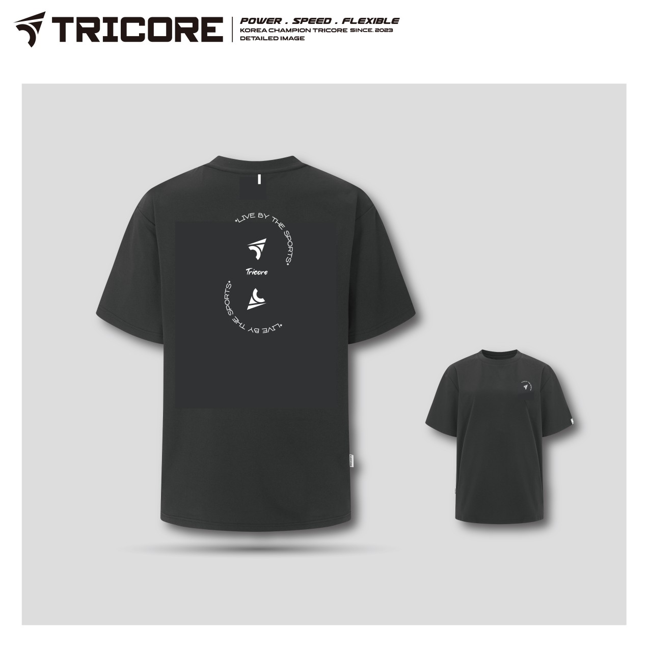 트리코어 오버핏 반팔 티셔츠 배드민턴 피클볼 옷 상의 의류 TORT-2610 블랙 검정색 - 상품 이미지