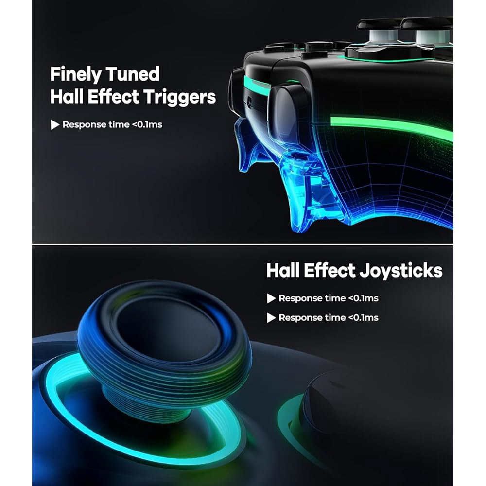 PS5 /Pro /PC /MAC /Mobile /Steam Deck용 MystILUCK 무선 프로 컨트롤러, 7가지 색상 RGB 조명 /홀 이펙트 조이스틱 & 트리거 /터보 /프로 - 상세 이미지 3