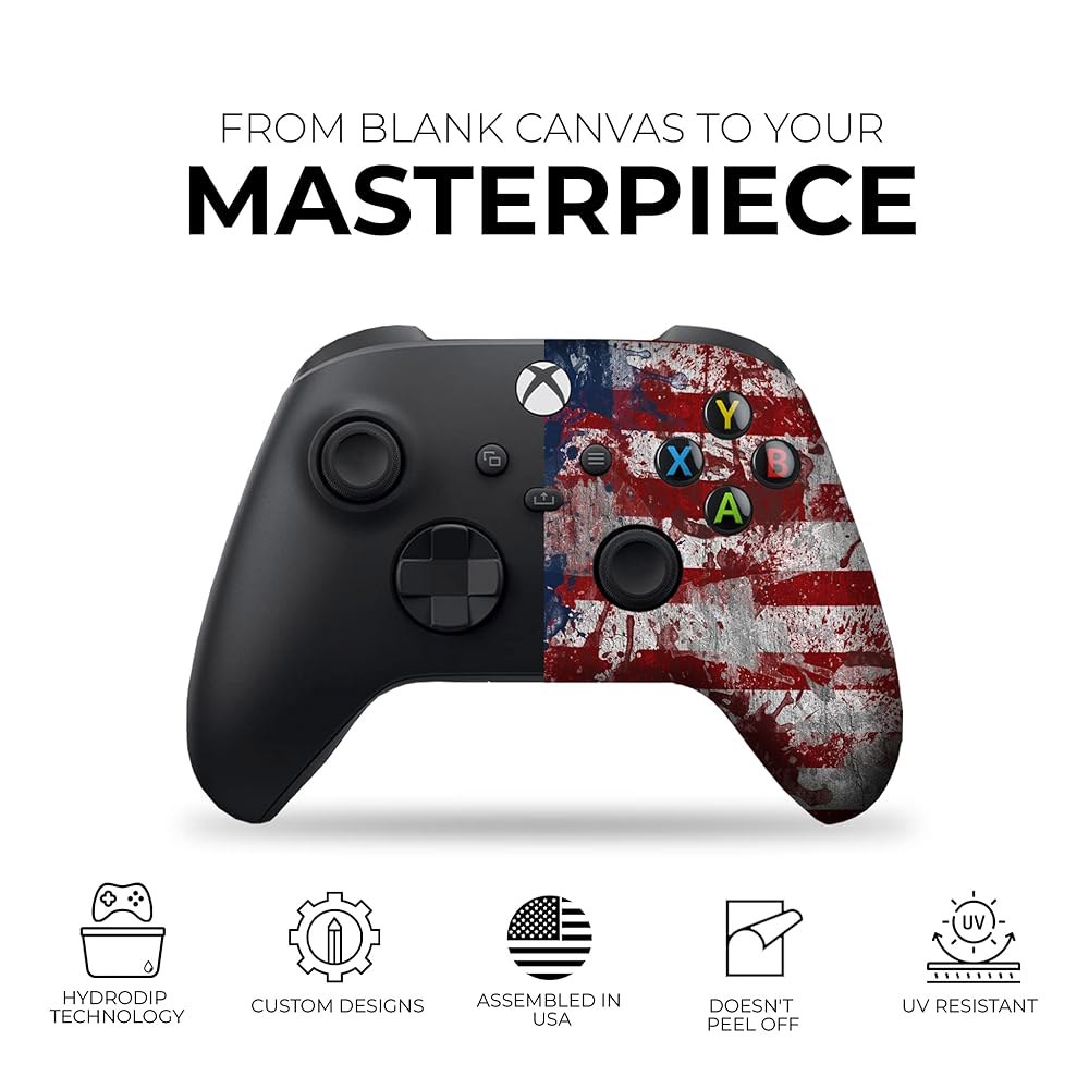 너덜너덜한 깃발 커스텀 X-box 컨트롤러 무선, One / Series X S by DreamController | 미국에서 영구적인 하이드로 딥 프린팅으로 자랑스럽게 맞춤 제작 - 상세 이미지 3