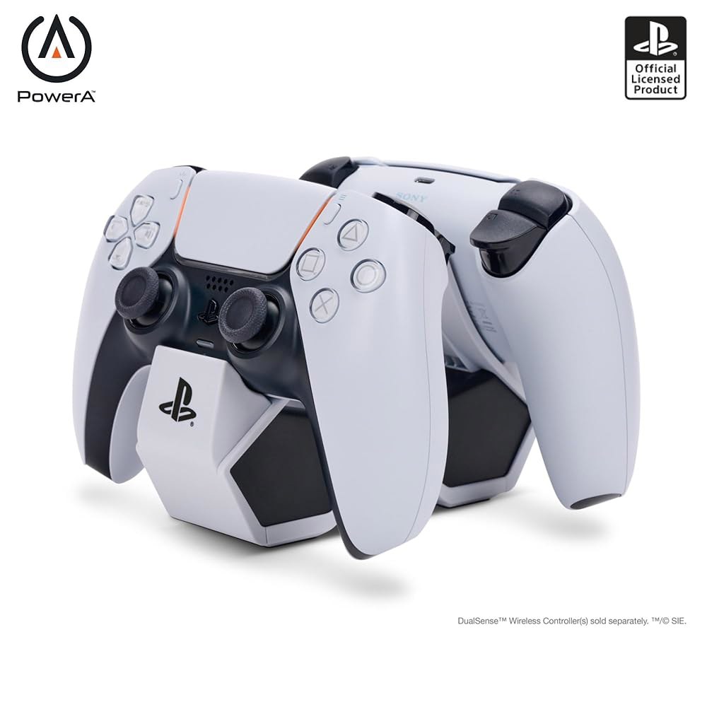 듀얼센스 무선 컨트롤러, 컨트롤러 충전, 소니 플레이스테이션, PS5, 공식 라이선스 - PlayStation 5용 PowerA 트윈 충전 스테이션 - 상품 이미지