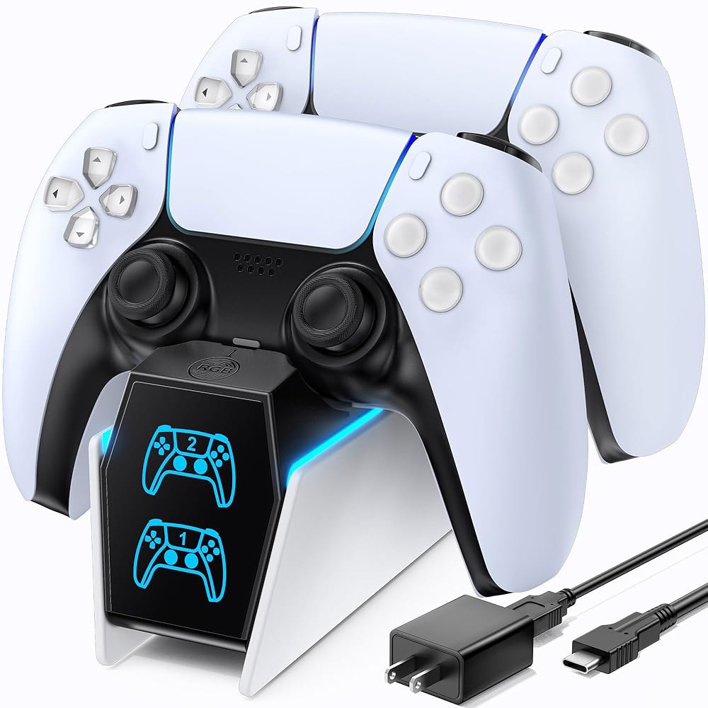 고속 충전 AC 어댑터가 장착된 OIVO PS5 컨트롤러 충전기, PlayStation 5용 스테이션 스탠드, PS 5 액세서리 키트용 도킹 교체 Black - 상품 이미지