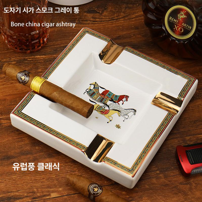 시가 재떨이 인테리어 가정용 도자기 재털이 사무실 미끄럼 클래식 사각 방지 유럽 - 상세 이미지 3