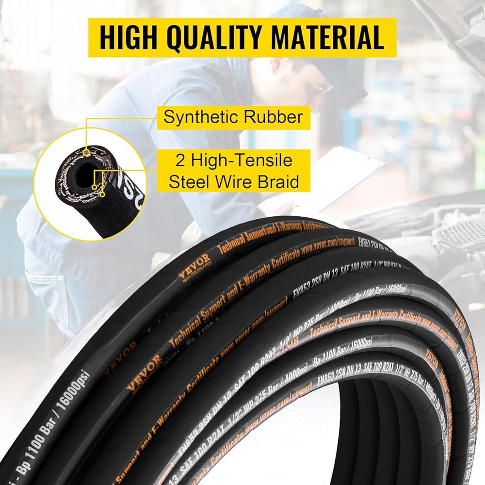 유연한 유압 호스 - 1/2 x 100피트, 4000PSI, 2와이어 브레이드 고무, -20C ~ 140C 1/2 inch x 100 ft Hose - 상세 이미지 2
