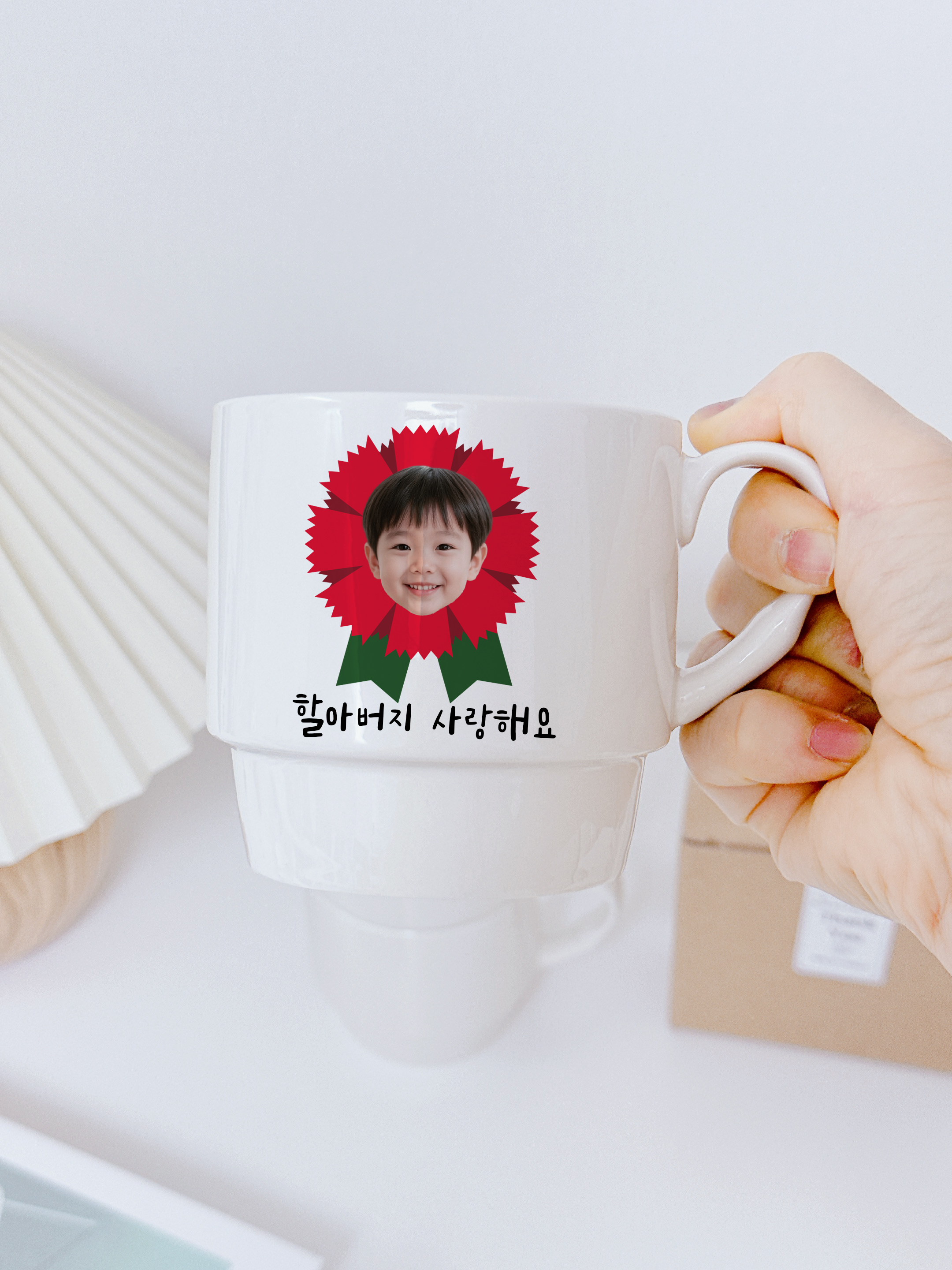 카네이션 머그컵 어버이날 아크릴 커스텀 사진 부모님 할머니 할아버지 - 상세 이미지 4