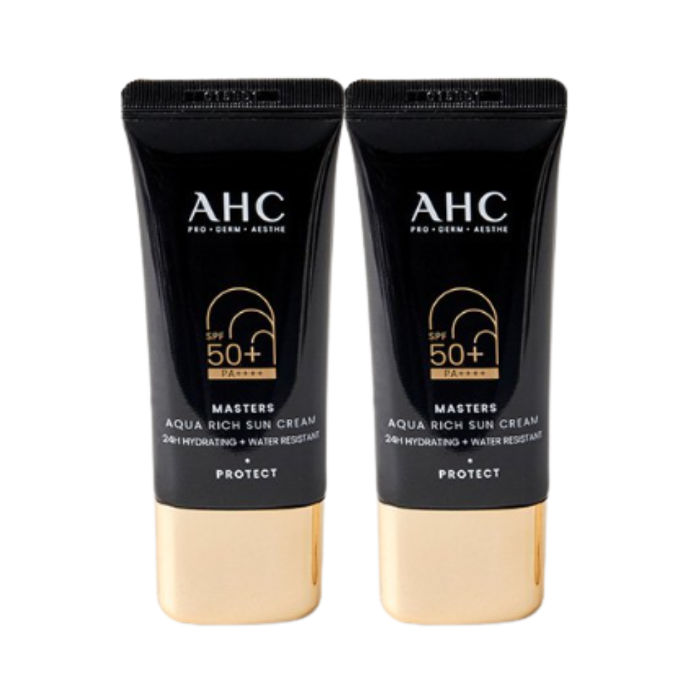 AHC 마스터즈 아쿠아 리치 선크림 30ml x2개 (SPF50+ PA++++) 유기자차 - 상품 이미지